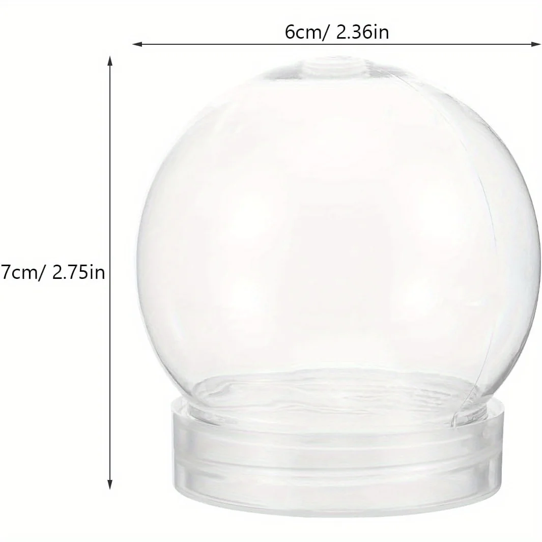 Christmas Snowball with Screw-On Lid - Clear Plastic Crystal Ball for DIY Holiday Decorations, Desktop Ornaments and Hanging