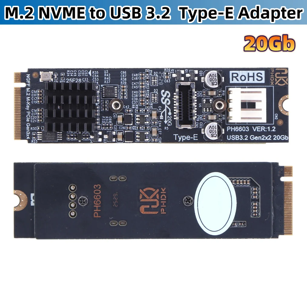 

M.2 to TYPE-E Adapter M.2 M Key NVME PCIe to USB 3.2 Front Panel Expansion Card