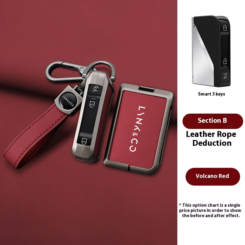 

Zinc Alloy Leather Car Key Case Cover Shell Holder For Lynk&Co 05 06 09 5 6 Lynk Co 05 06 01 02 03 Protector Keychain Accessory