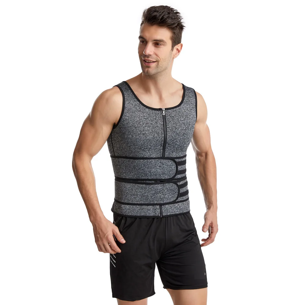 Men's tummy tuck vest double-breasted bodysuit shape beer belly hide meat gather warm-up tight sports corset