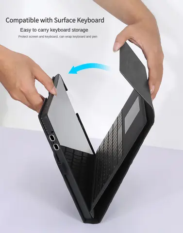 Företagsfodral för Microsoft Surface Pro 11/10/9 Portfolio-fodral 13 tum, flervinkelställ, TPU-skal, kompatibelt med tangentbord 6 best sales Microsoft Surface Pro 9-fodral - №3