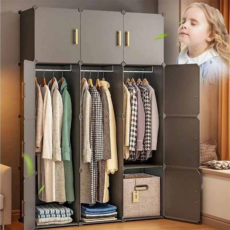 Folding Wardrobe Clothes Cabinets Simple Dressers Cube Storage Locke Closet Plastic Collapsible Sturdy Home Bedroom Furniture