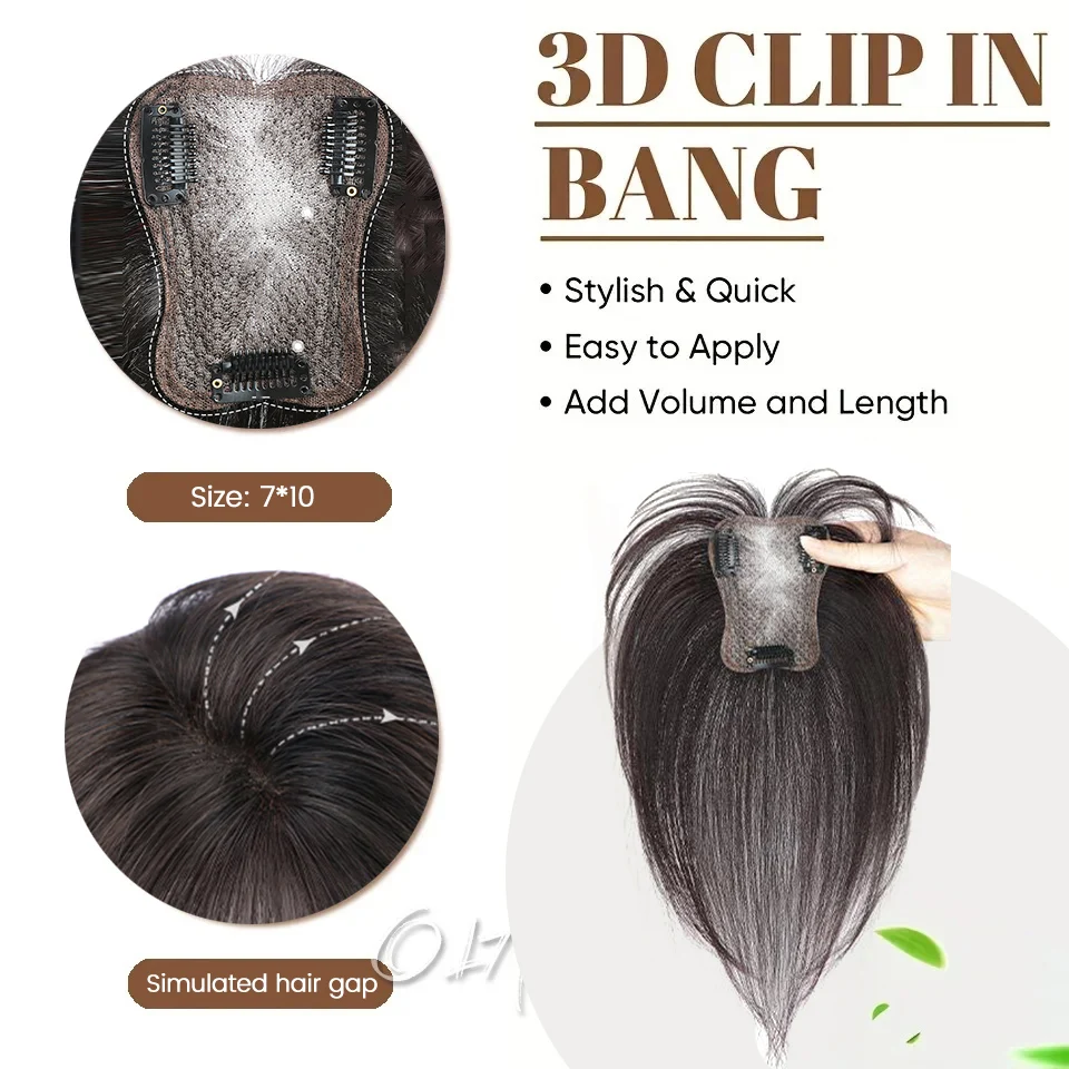 OLACARE Synthetic Topper Hairpiece False Bang Clip-In Bangs Extension Natural Fake Fringe Invisible Clourse Hairpiece for Women