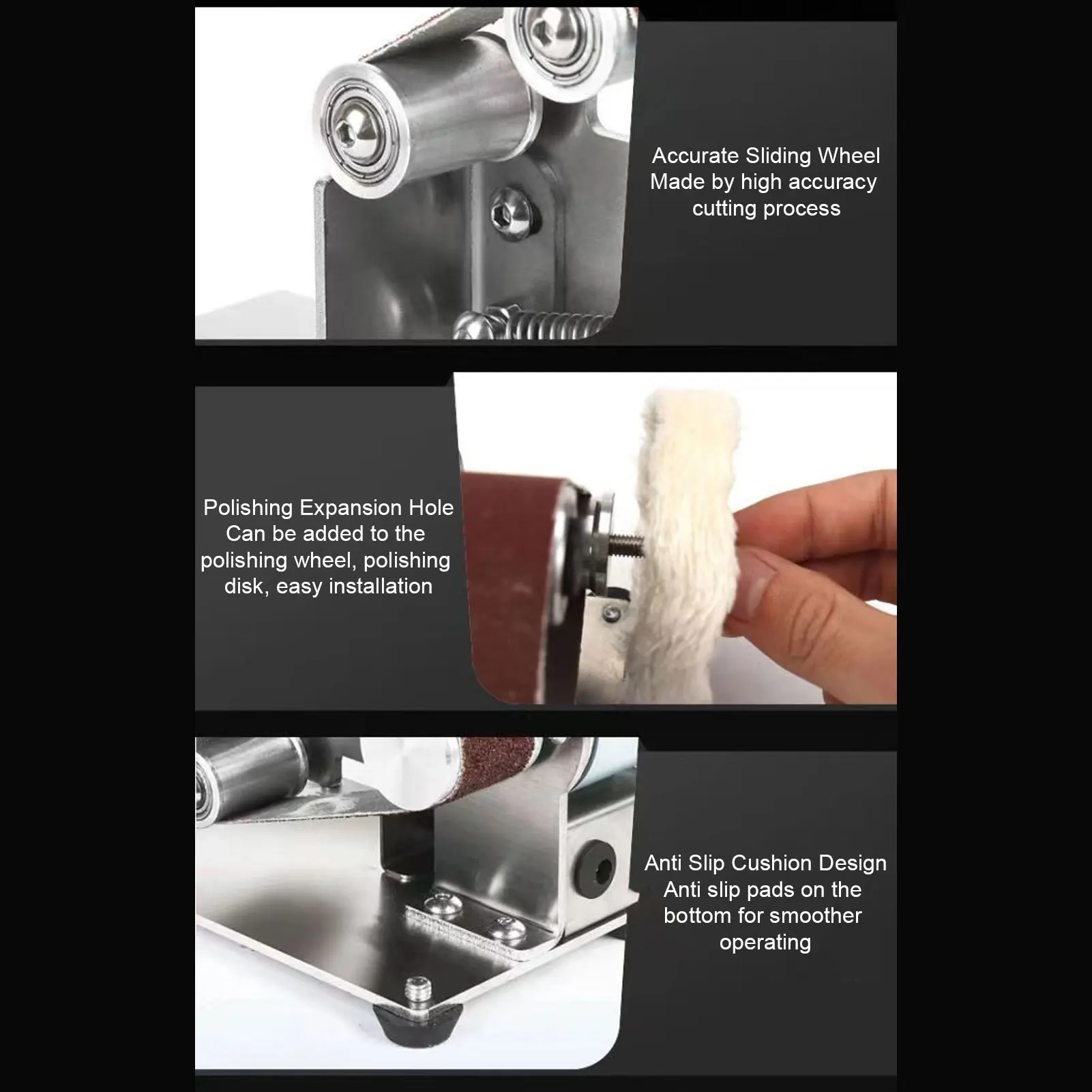 Настольный шлифовальный станок, мини-ленточный шлифовальный станок с двойным подшипником, регулируемый угол, вертикальный ленточный шлифовальный станок для дома