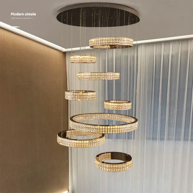 

Modern home decoration crystal chandelier, stair Pendant lamp, living room Pendant lights, interior lighting