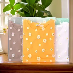 5PCS Transparent PE Frosted Daisy Clothing Zipper Clothes Storage Bag