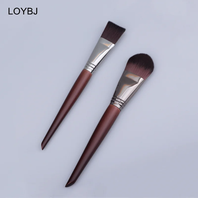 LOYBJ Flat Foundation Brush Tongue Foundation Makeup Brush Goat Hair Stippling Blush Brush Eyebrow Eyelash Cosmetic Brush Tool