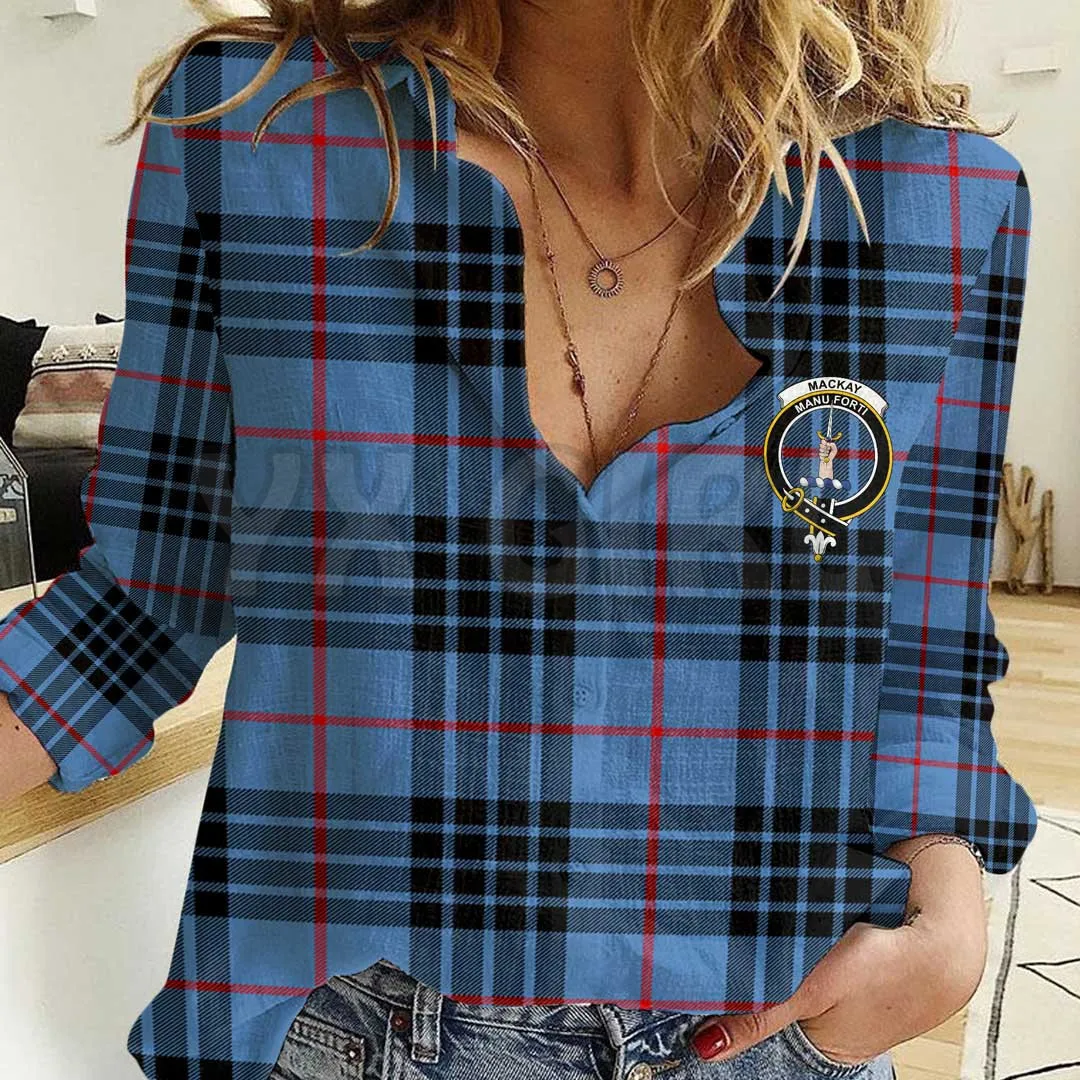 YX GIRL MacArthur Modern Clan Tartan Crest damska koszula na co dzień 3D drukowana koszula z guzikami Casual Unique Streewear