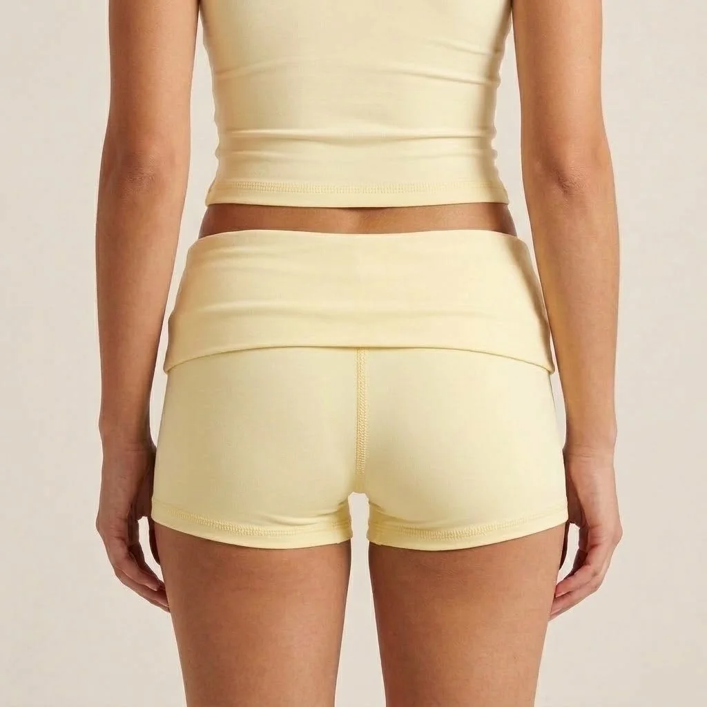 Fold Over Scrunch Butt High Waist Yoga Shorts for Women Running Pilates Training Quick Dry Workout Short Pants Athletic Gym Wear