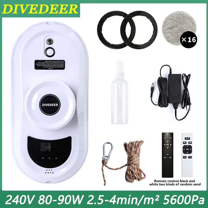 DIVEDEER مكنسة كهربائية أوتوماتيكية للنافذة، جهاز تحكم عن بعد، تنظيف منزلي، مكنسة كهربائية مضادة للسقوط، منظف زجاج
