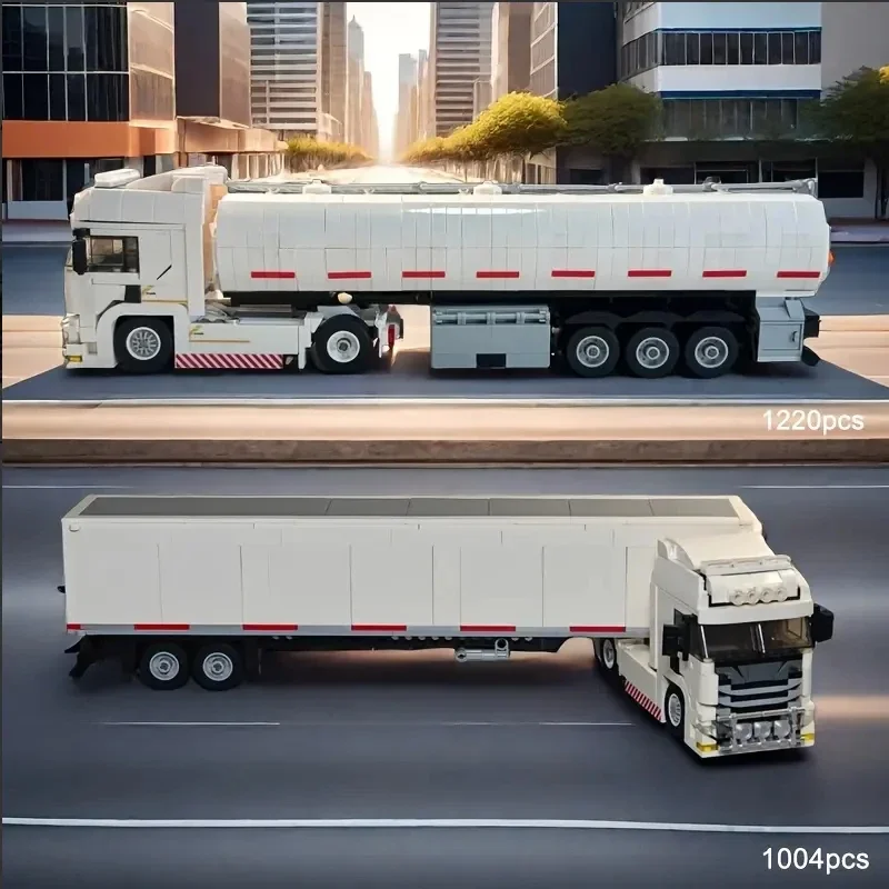Blocs de construction de tête de camion européen, conteneur connectable, modèle de remorque, briques, jouets éducatifs de bricolage, cadeaux pour enfants, 421 pièces