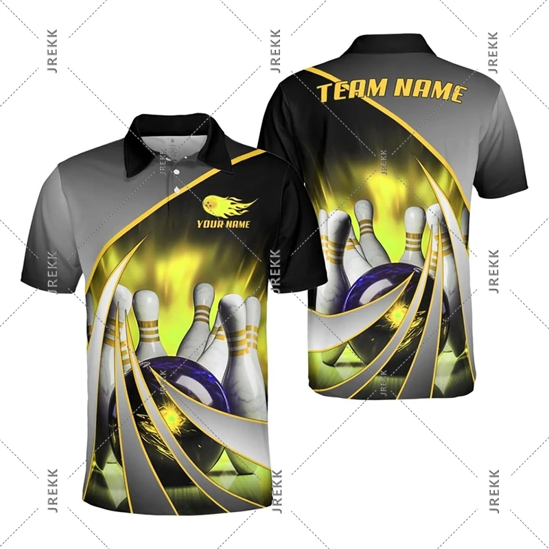 Bowling Polo Shirt For Men's Clothing Customize Team Name Short Sleeve Sport Shirts New Novel Summer Fashion Trend Adult Top