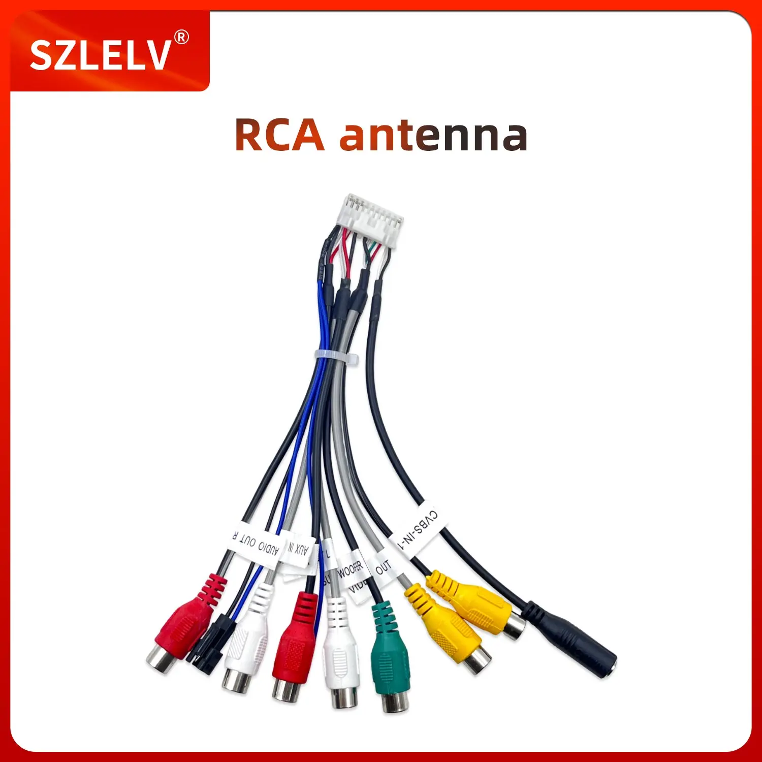 Universelles 20-Pin RCA-Kabel für Android Auto-Stereoanlagen, Subwoofer-Verstärker-Ausgang, AUX-Adapter, Kabelbaum, Auto-Audio-Zubehör