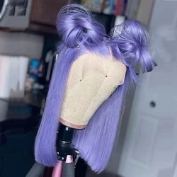 AIMEYA Lace Front Wig Purple Straight Wigs for Women Girls Heat Resistant Synthetic Hair Wig Short Bob Wig Daily Use Cosplay Wig