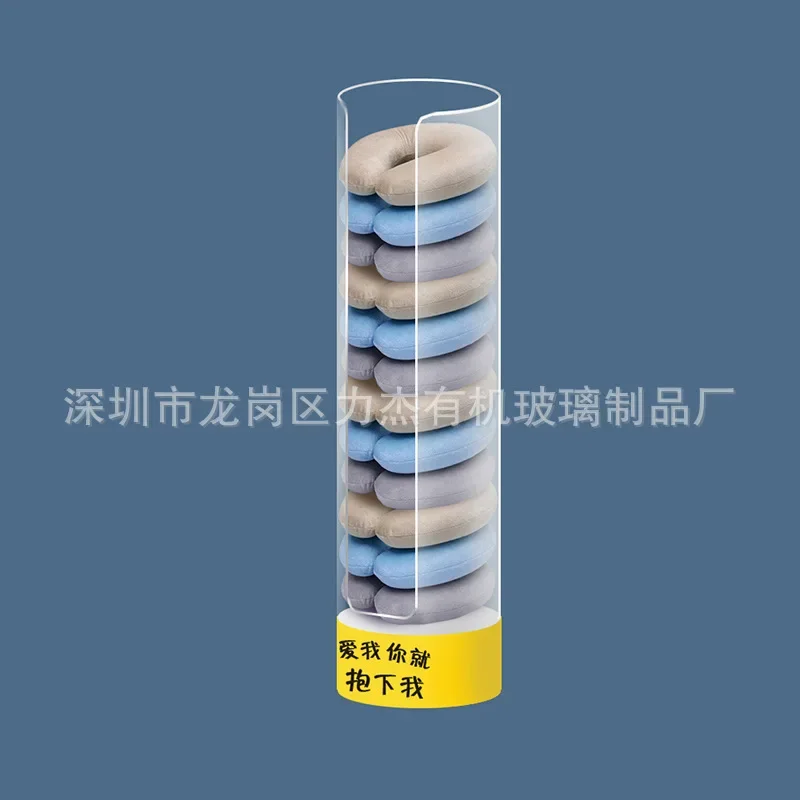 

Acrylic transparent U-shaped pillow LED display cabinet, waist support pillow display box, doll vertical display cabinet