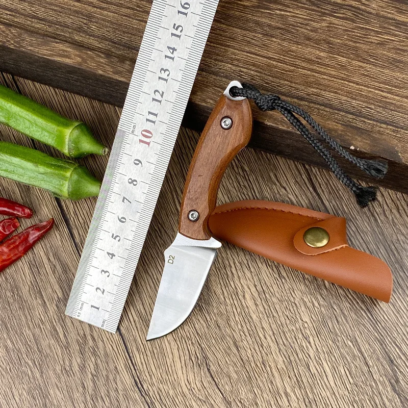 

NEW Outdoor Sharp Camping Knife EDC Portable Open Box Knife Wooden Handle Mini Knife