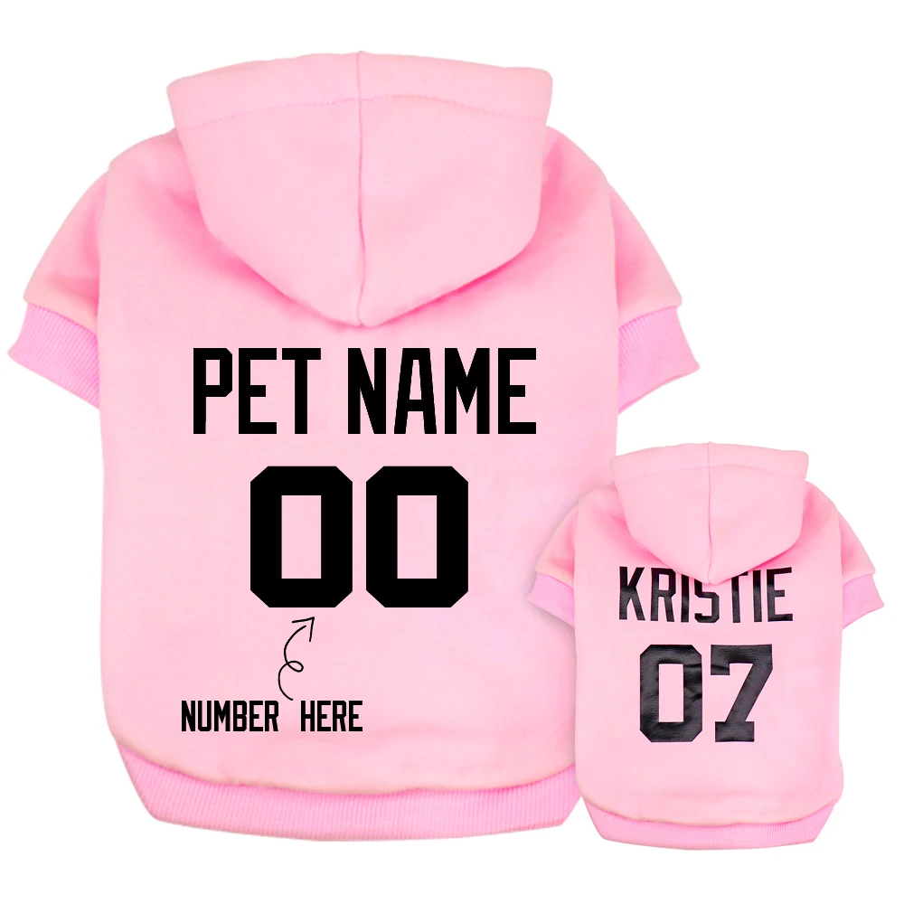 Custom Name Pet Clothes, Dog Hoodie, Personalized Pet Name, Small and Large Dogs, French Bulldog Clothes, Customized Number