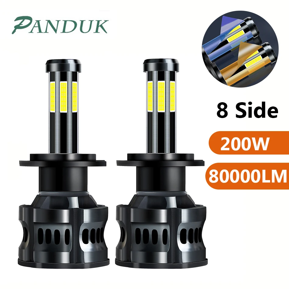 

PANDUK 360 H7 LED Canbus 8 Sides Turbo H8 H11 9005 HIR2 HB3 HB4 LED 3D 80000LM 200W Headlight 3000K 6000K 8000K Auto Light