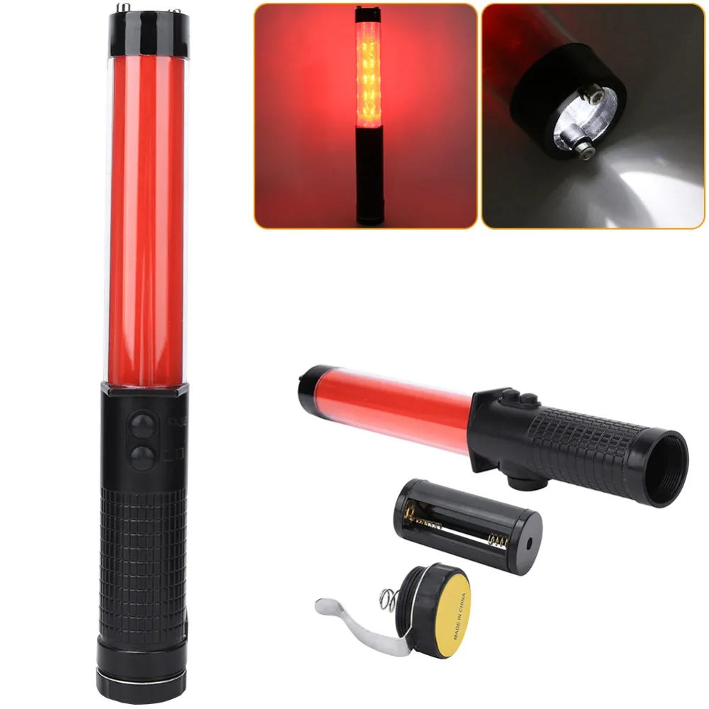 Portable PVC Traffic Baton Flash Mode Bright Light Warning Stick Hand Held Signal Wand Emergency Alert