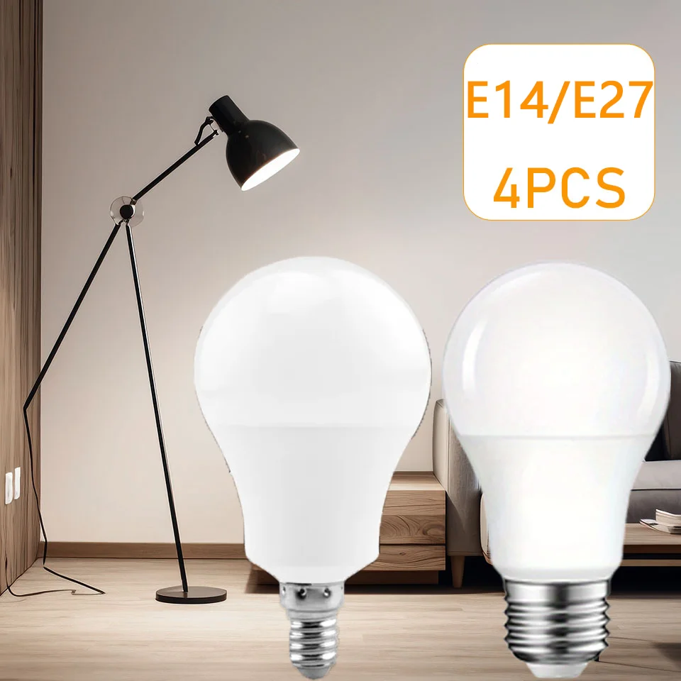 4PCS AC220V  Led Bulb Lamps E27 E14 Light Real Power 5W-24W 3000K/4000K/6500K Super bright warm white light Lampada For Home