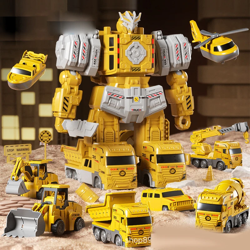 Robot de de deformación magnética, coche de ingeniería, bloques magnéticos para niños pequeños, juguete de actividades, coche Robot transformador de juguete