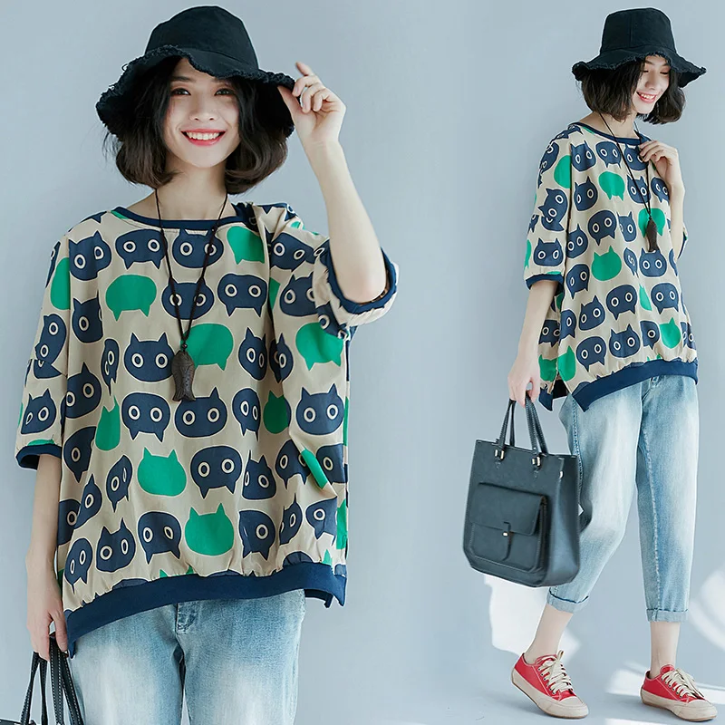 

Женская футболка больших размеров, свободная длинная футболка ort Sve с эффектом похудения, специальная летняя модная повседневная одежда большого размера