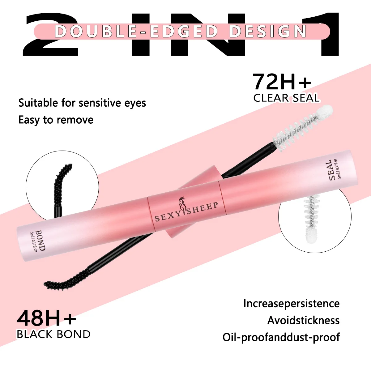 Wimpernkleber Wimperncluster-Bonding und -Versiegelung 10ml Starker Halt 2 in 1 für DIY-Wimpern Einfach zu verwendendes Make-up-Tool – Detail 5