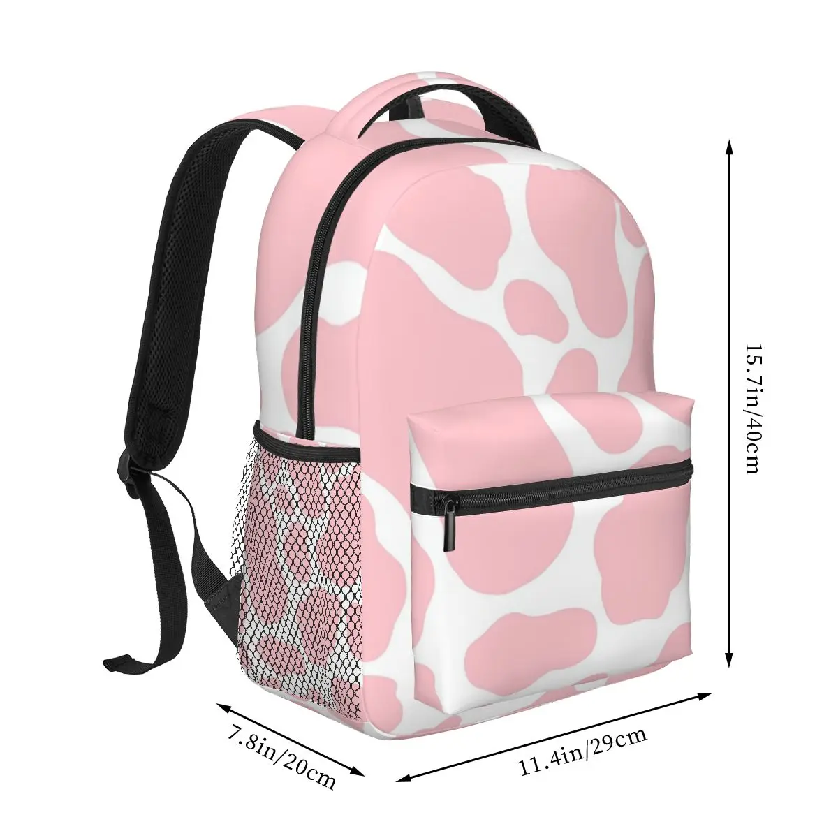 Strawberry Cow Print Backpack Student Boys Girls BookBag Kids School Bag Laptop Shoulder Bags for Men Women