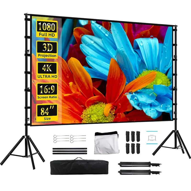 

Outdoor projector bracket curtain Household anti-light curtain Portable mobile camping movie projection curtain Double bracket