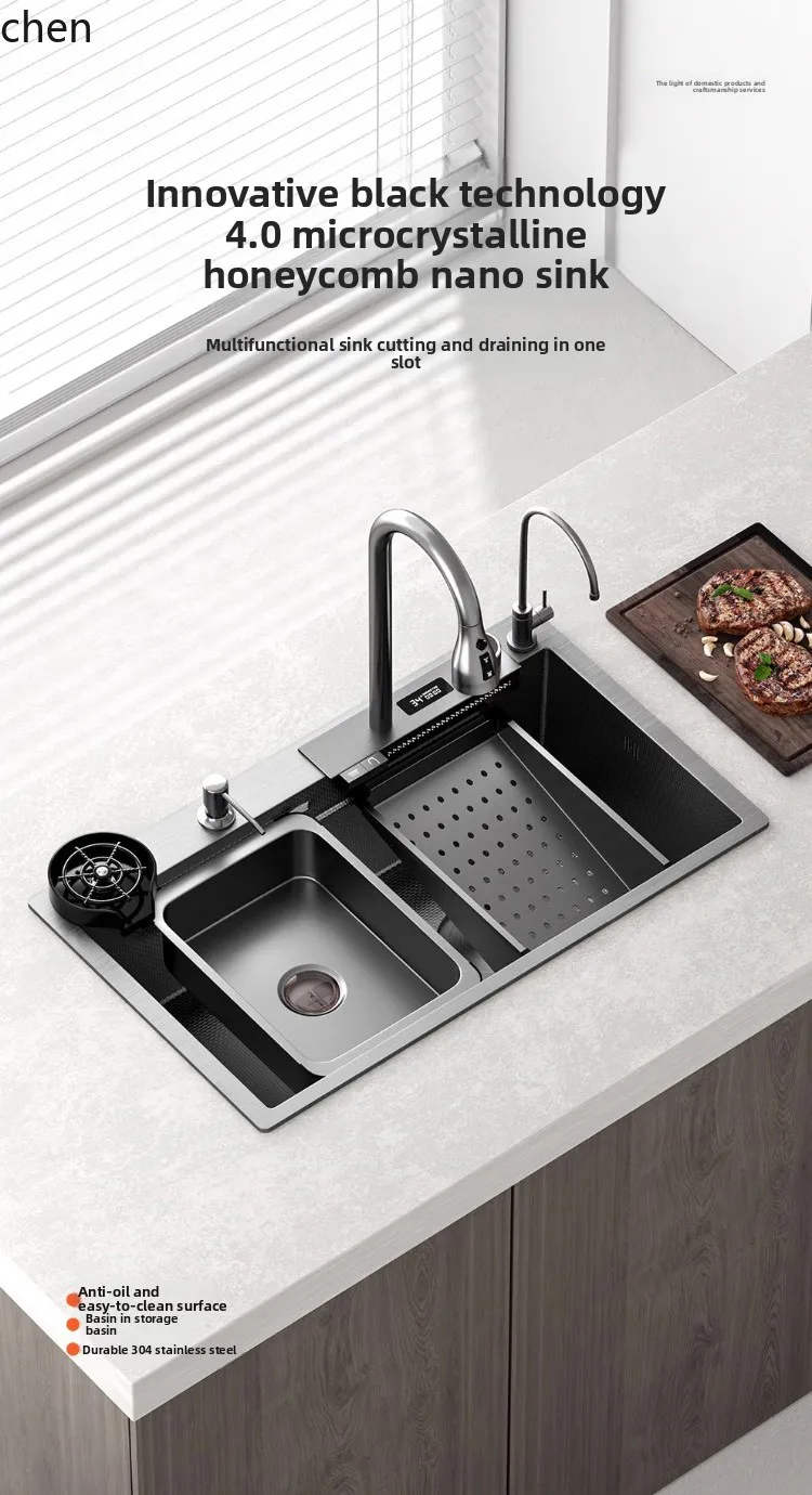 

HXL Sink Kitchen 304 Stainless Steel Vegetable Washing Basin Bowl Sink