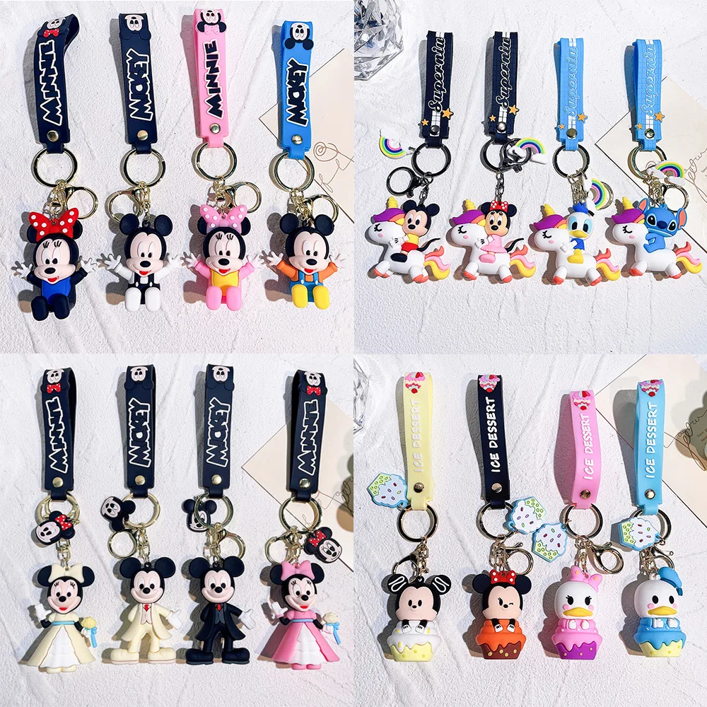 Disney Cartoon Mickey Mouse Minnie Keychain Donald Duck Daisy Cute Doll Keyring Fashion Bag Ornament Pendant Accessories Gift