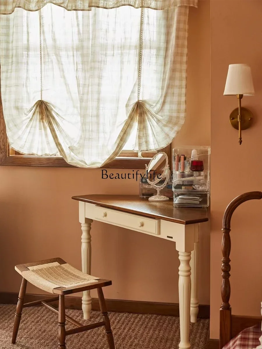 

American solid wood computer desk, small household bedroom corner desktop corner desk