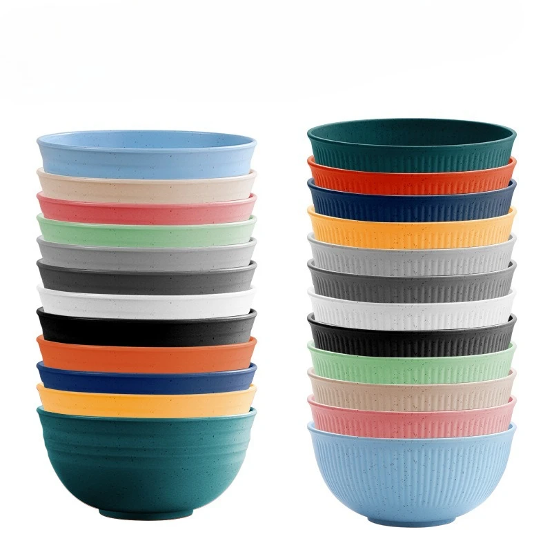 

4/12pcs Lightweight Wheat Straw Cereal Bowls Unbreakable Dinner Bowl Set Dishwasher & Microwave Safe Eco Friendly Full Tableware