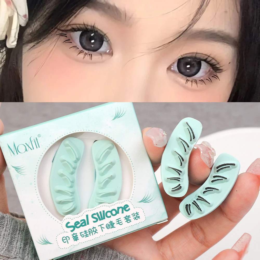 Lower Eyelash Stamps Set Waterproof Natural No Smudging Lazy DIY Lower Eyelashes Template Seal for Beginner Easy Cosmetics Tools