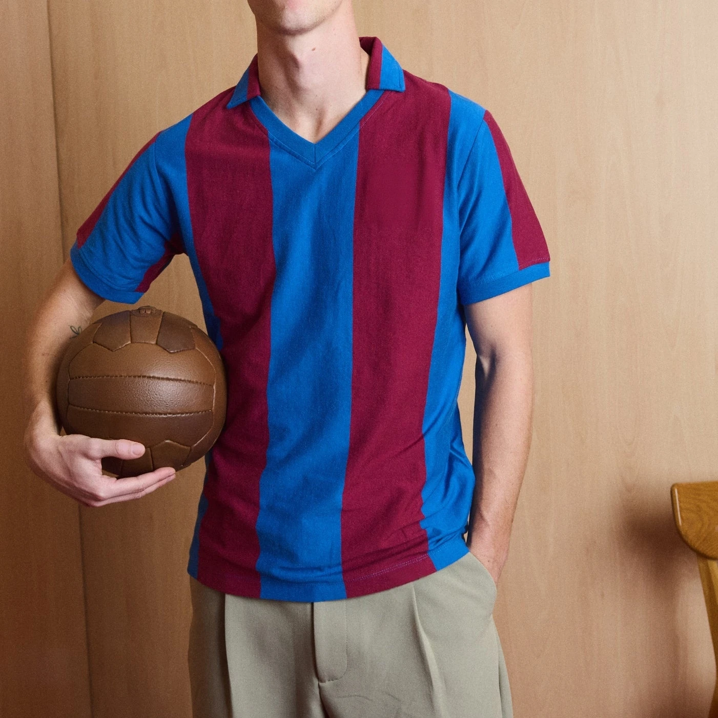 Blaugrana Retro Unisex Polokragen Fußballtrikot, Barcelona Vintage Mesh Atmungsaktives Shirt, Herren Damen Sport Schnelltrocknendes Trikot