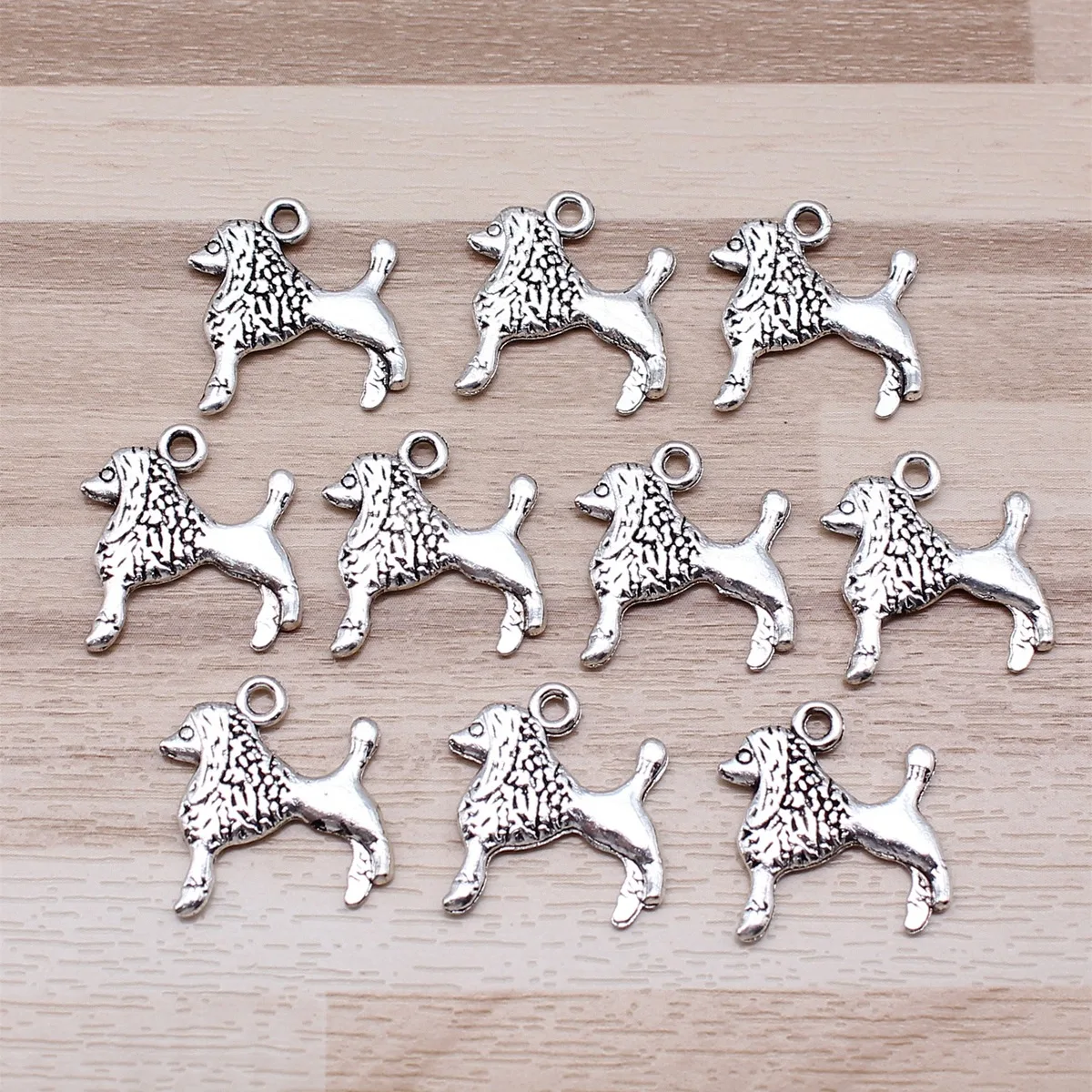 IFOCUS 10pcs/Lot Poodle Puppy Charms For DIY Jewelry Making Zinc Alloy 17x18mm/0.67x0.71inch