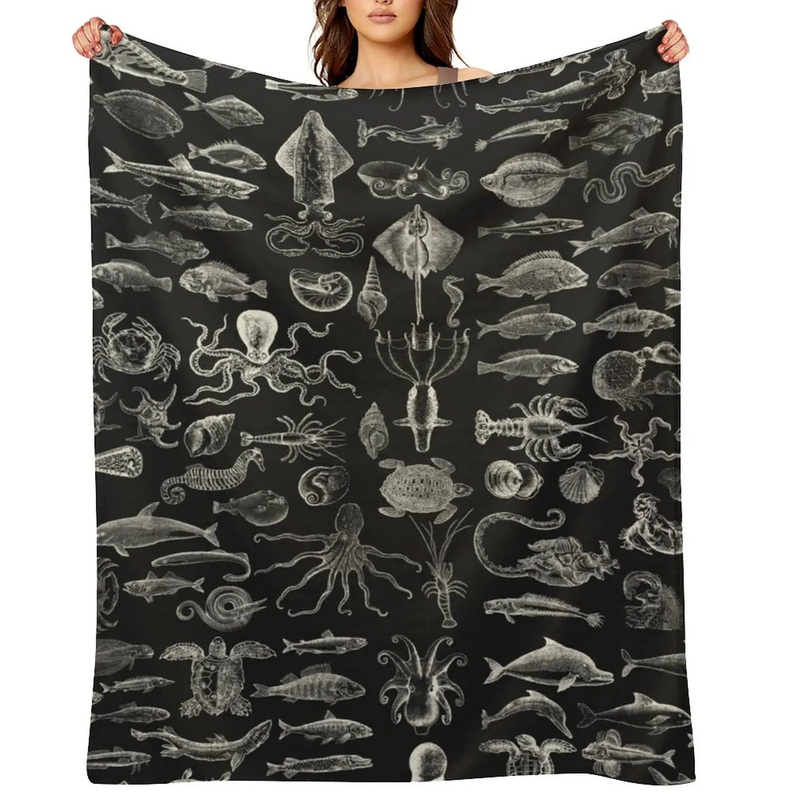 

Sea Creatures - white Throw Blanket Sleeping Bag For Baby Decorative Throw Blankets Sofas Of Decoration Blankets