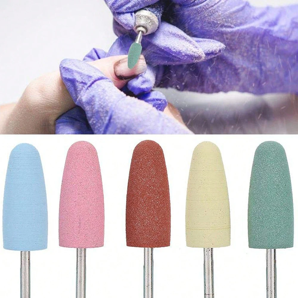 Broca de borracha elétrica, brocas de manicure, fresa rotativa, ferramentas de polimento, arquivo limpo de cutícula para salão, 5pcs