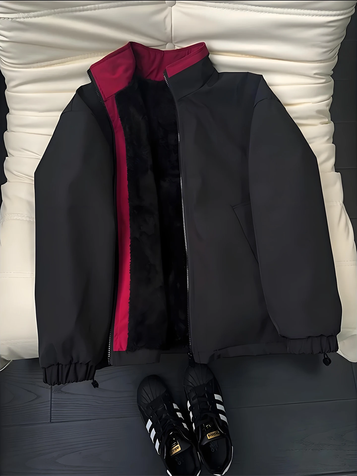 

Cleanfit Men's Thiened Fce Lined Stand Collar Jaet Coat Warm Sli American Cotton Clothes Winter Outerwear