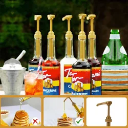 6Pcs Coffee Syrup Pump 10CC No Drip Pressed Shower Gel Liquid Pump Dispenser 750ml Juice Bottle Dispenser Pump Kitchen Gadget