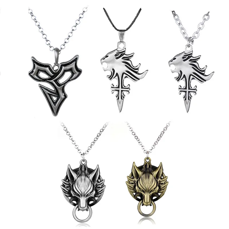 Game Series Cool Final Fantasy Pendant KeyChain Necklace Final Fantasy VII Cloud Wolf Head Logo Metal Exquisite chaveiro