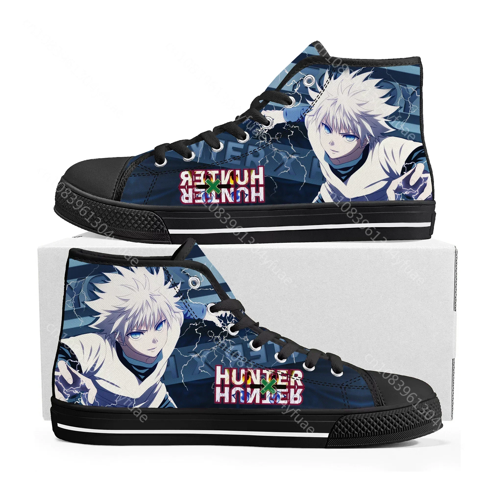 Gon Killua Zoldyck Hunter X Hunter High Top Sneakers Mens Womens Quality Canvas Sneaker Anime Casual Custom Made Shoes