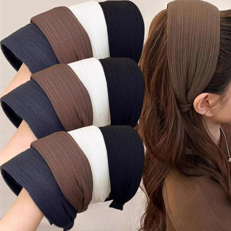 

Утолщенная широкая повязка на голову с высокой короной, корейская удобная повязка для волос с широкими полями, простой аксессуар для волос для объемных волос, модный образ