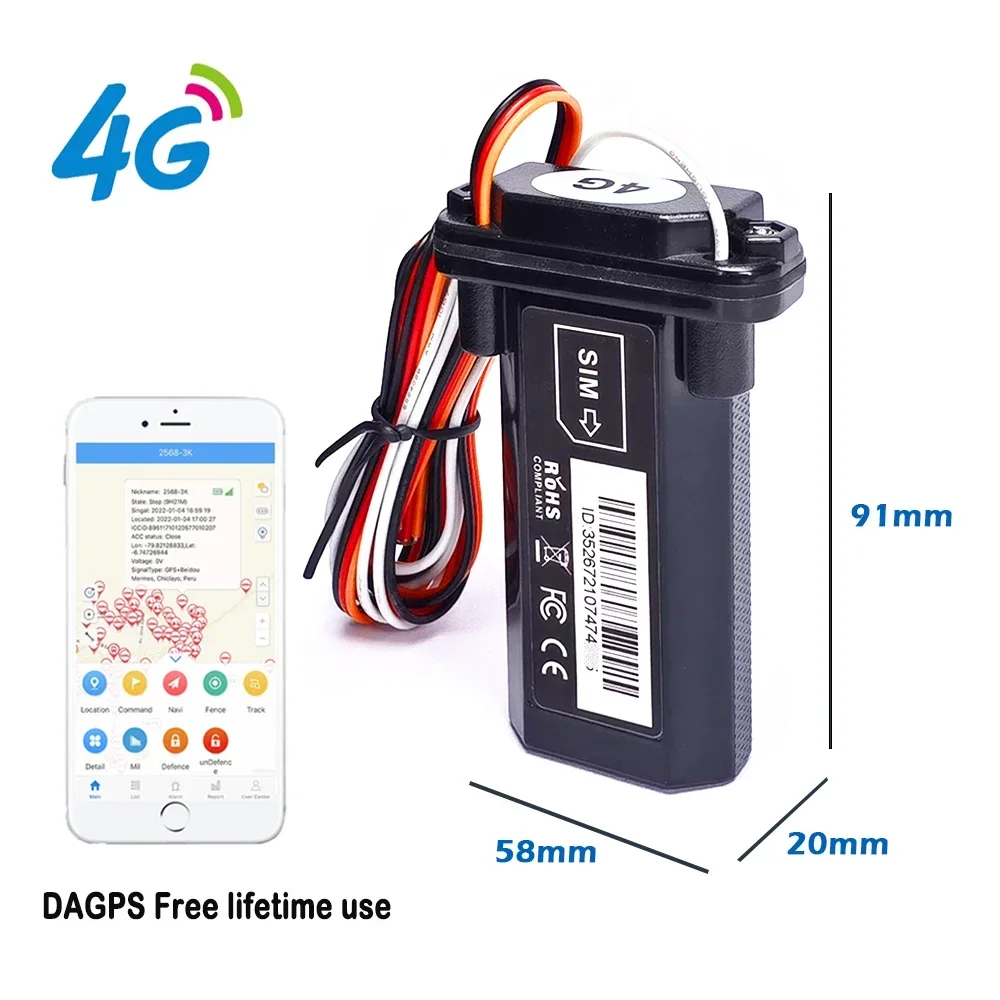 DAGPS 4G Motorcycle Car Gps Tracker T12 St901l 4 Wire Version Tracking Device High Quality Real Time Positioning Cut Off Fuel