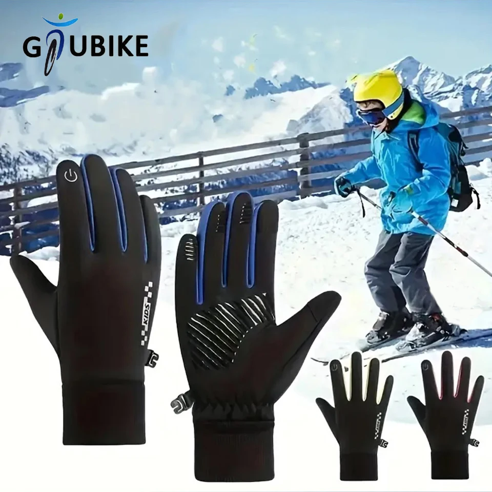 GTUBIKE Kinder-Winterhandschuhe, warm, Touchscreen, winddicht, wasserabweisend, weiches Futter, Radfahren, Skifahren, Handschuhe für Jungen und Mädchen