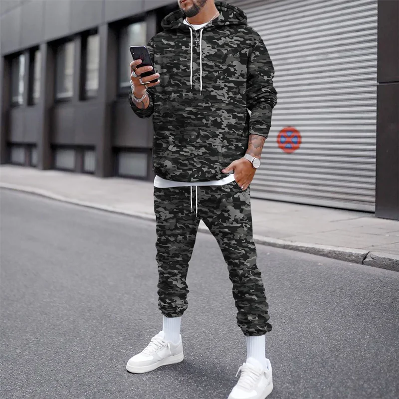 

3d Print Camouflage Sweatshirts Long Pant Streetwear Casual Pullover Suit Loose Jogging Tracksuit Autumn Men Clothing Hoodie Set