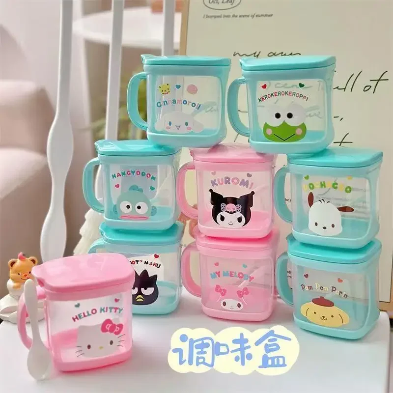 Caja de condimentos de cocina Sanrio Hello Kitty, caja de almacenamiento de condimentos de glutamato monosódico de sal, Anime Kawaii, 2 uds.