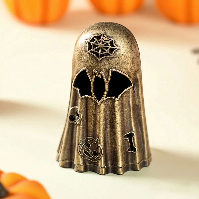 Geister-Räuchergefäß, Räucherstäbchenhalter aus Zinklegierung, Vintage-Bronze-Kürbis für Räucherstäbchen, Goth-Hexen-Schreibtischdeko, Halloween-Geschenk – Detail 3