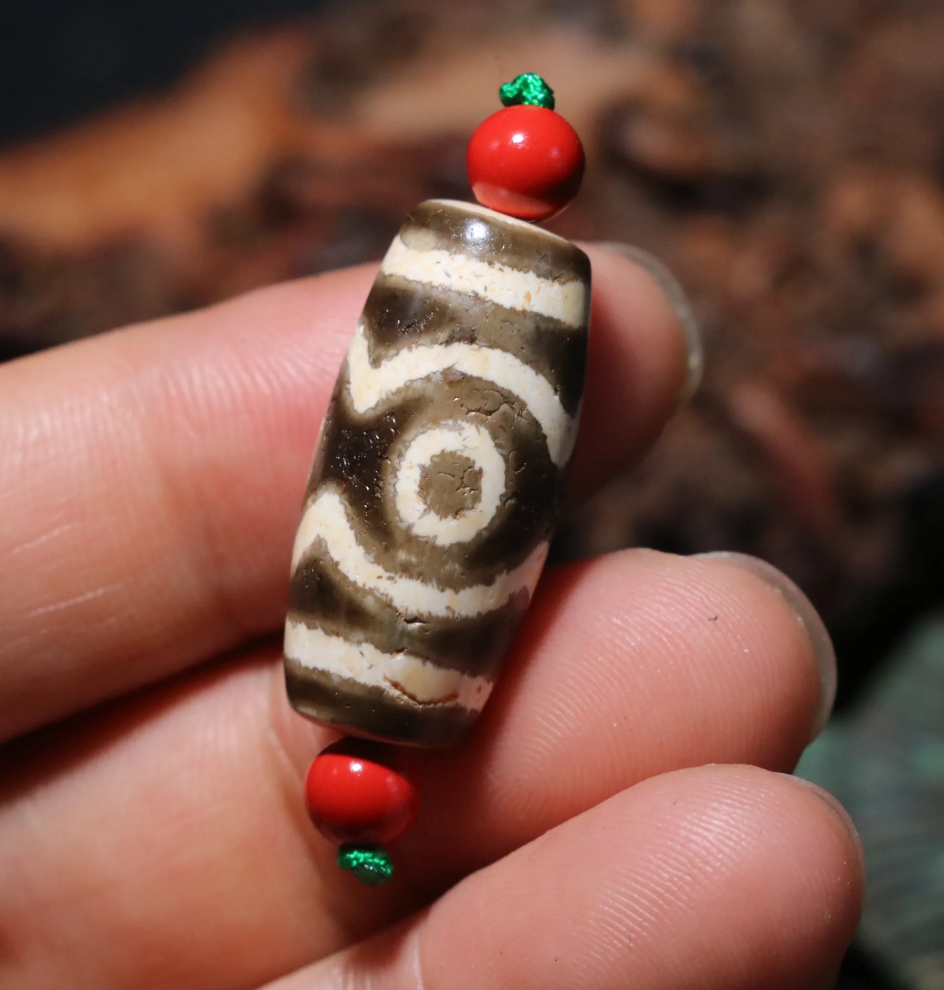 

Energy Tibetan Old Agate Special Lotus 3 Eyed Big Wisdom dZi Bead Amulet Pendant Precious Gemstone Jewelry