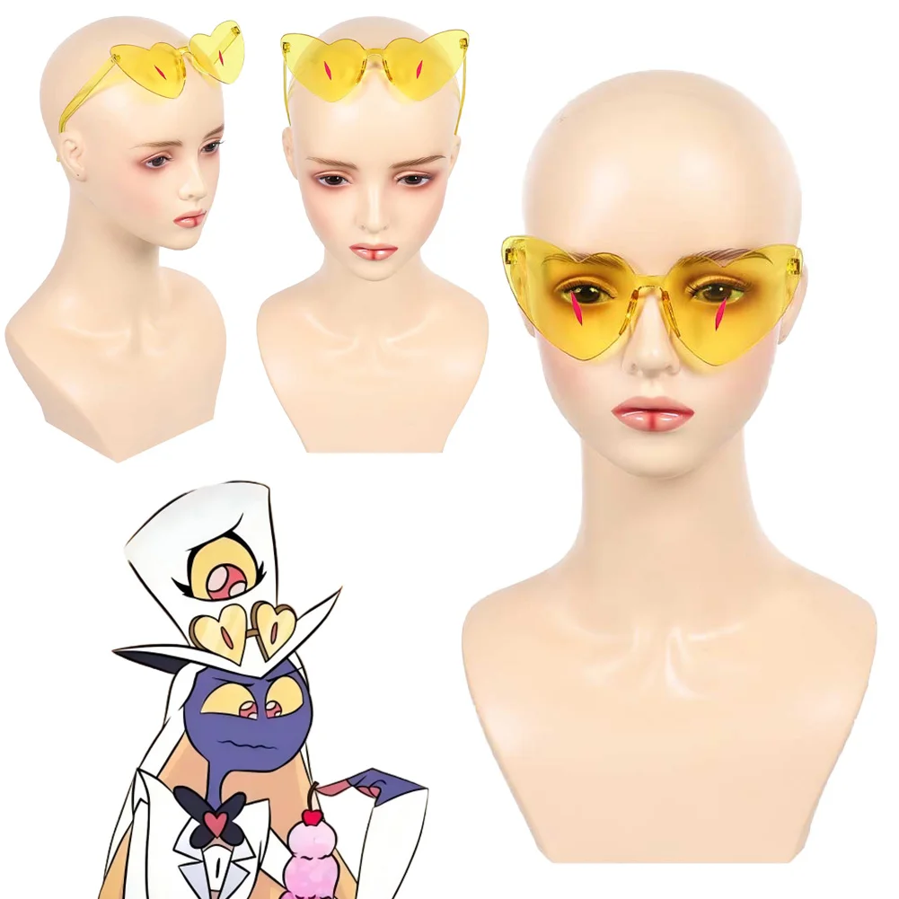 السير Pentious الأصفر على شكل قلب النظارات تأثيري الخيال النظارات التلفزيون الجحيم نزل زي تمويه اكسسوارات هالوين النساء الرجال #1